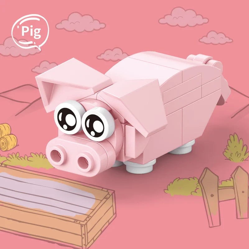 Image of a pink pig building block.