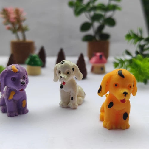 A cute Miniature Puppy on a yellow floor with blur background.