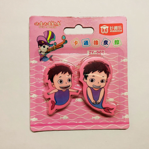 This is an image of pink color Fancy fish eraser combo kept against light color background.