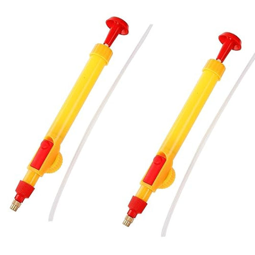 This is an image of two Yellow Spray Gun kept against white color background.