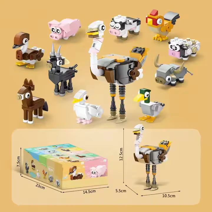Multiple types of building blocks.